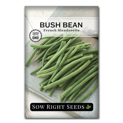 Sow Right Seeds French Slenderette bean seed packet for home gardens