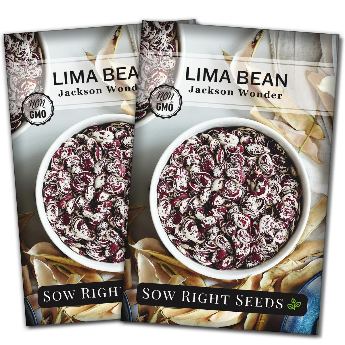 Sow Right Seeds Jackson Wonder Lima Bean seeds packet ready for home garden planting for protein-rich harvest.