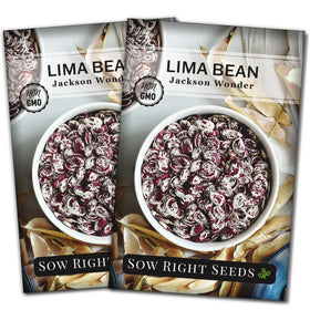 Sow Right Seeds Jackson Wonder Lima Bean seeds packet ready for home garden planting for protein-rich harvest.