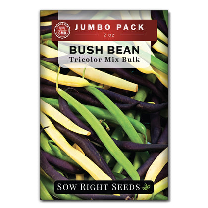 Sow Right Seeds mixed-tricolor beans bulk packet for a colorful garden harvest.