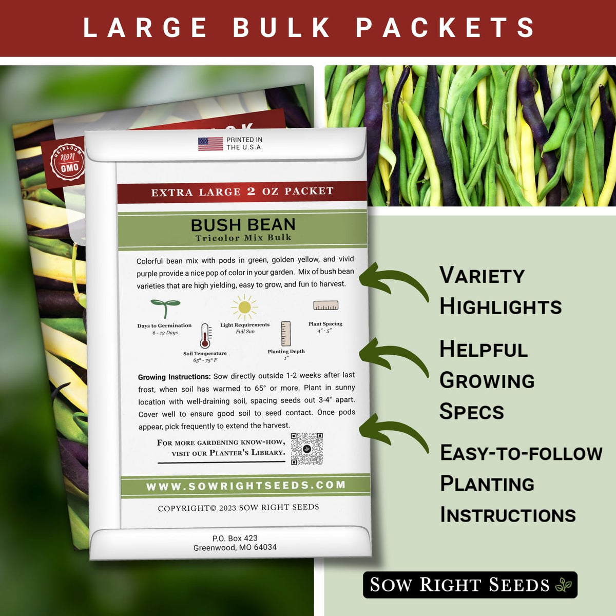 Sow Right Seeds germination in 7–12 days with warm soil.