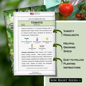 Sow Right Seeds Oxheart Pink tomato seeds germinating in warm soil after 5–10 days.