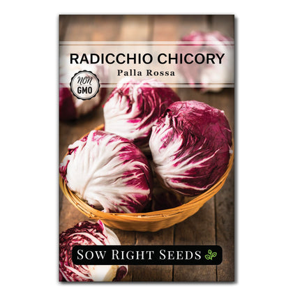 Sow Right Seeds Palla Rosa Chicory seed packet for vibrant radicchio planting