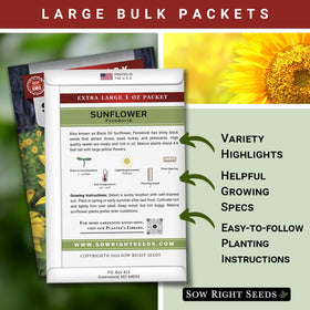 Sow Right Seeds Peredovik sunflower seed packet with germination instructions