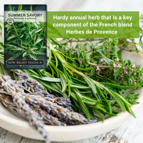 Sow Right Seeds Summer Savory dried leaves for herbs de Provence.