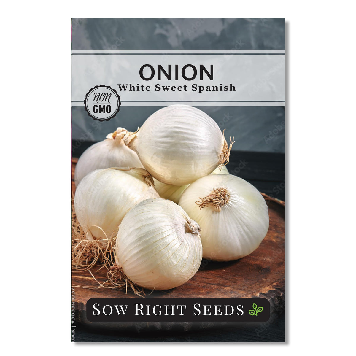 Sow Right Seeds White Sweet Spanish Onion seed packet ready for outdoor planting and harvest