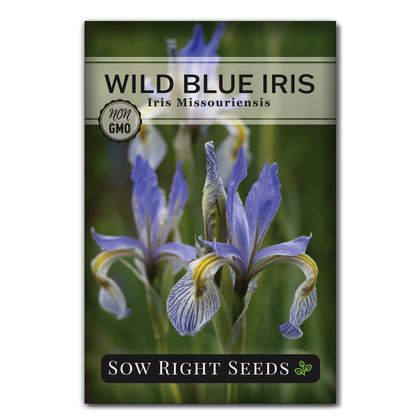 Sow Right Seeds wild blue iris seed packet for native garden planting