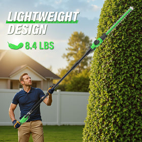 SOYUS extension pole extends reach for tall hedges and hard-to-reach branches.