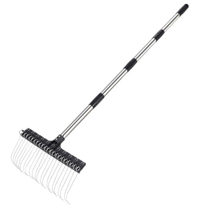 Soysehung Thatch Rake with 63-inch adjustable handle for comfortable reach in the garden