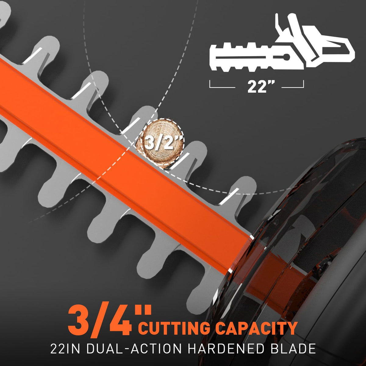 SOYUS hedge trimmer uses a brushless motor delivering up to 3000 rpm.