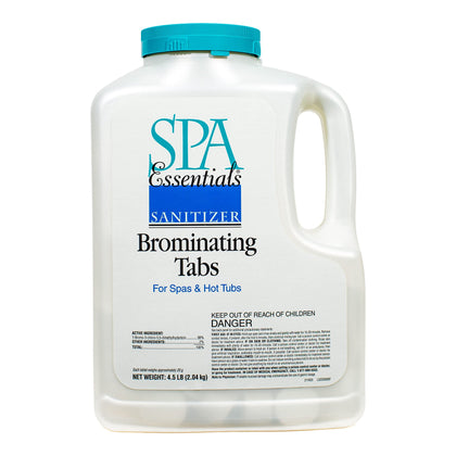 Spa Essentials brominating tablets in a 4.5 lb pack for reliable spa sanitation with low odor.