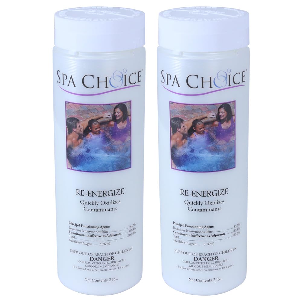 SpaChoice Re-Energize spa shock bottle ready for precise dosing after a soak