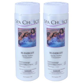 SpaChoice Re-Energize spa shock bottle ready for precise dosing after a soak