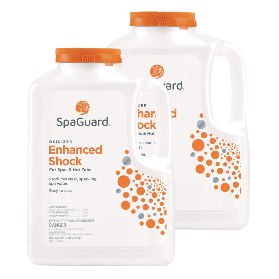 SpaGuard Enhanced Shock 2-pack front view for fast oxidation and water clarity.
