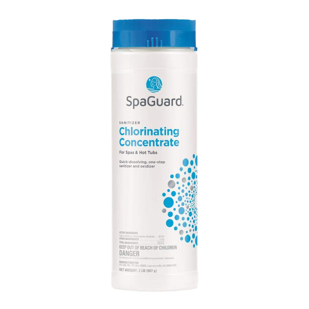 SpaGuard Spa Chlorinating Concentrate granular granules dissolve quickly for effective spa sanitation.