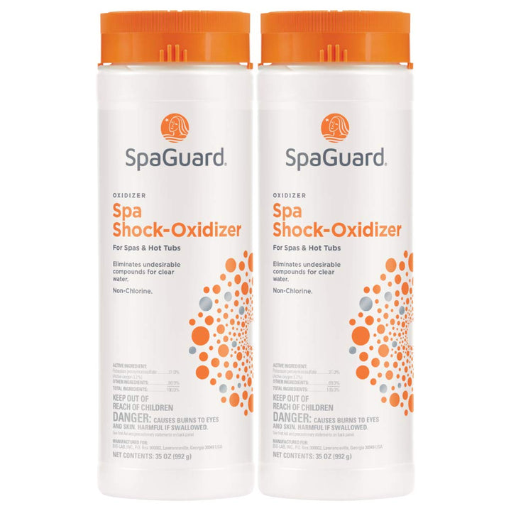 SpaGuard Spa Shock Oxidizer bottle for quick, non-chlorine spa treatment and clarity.