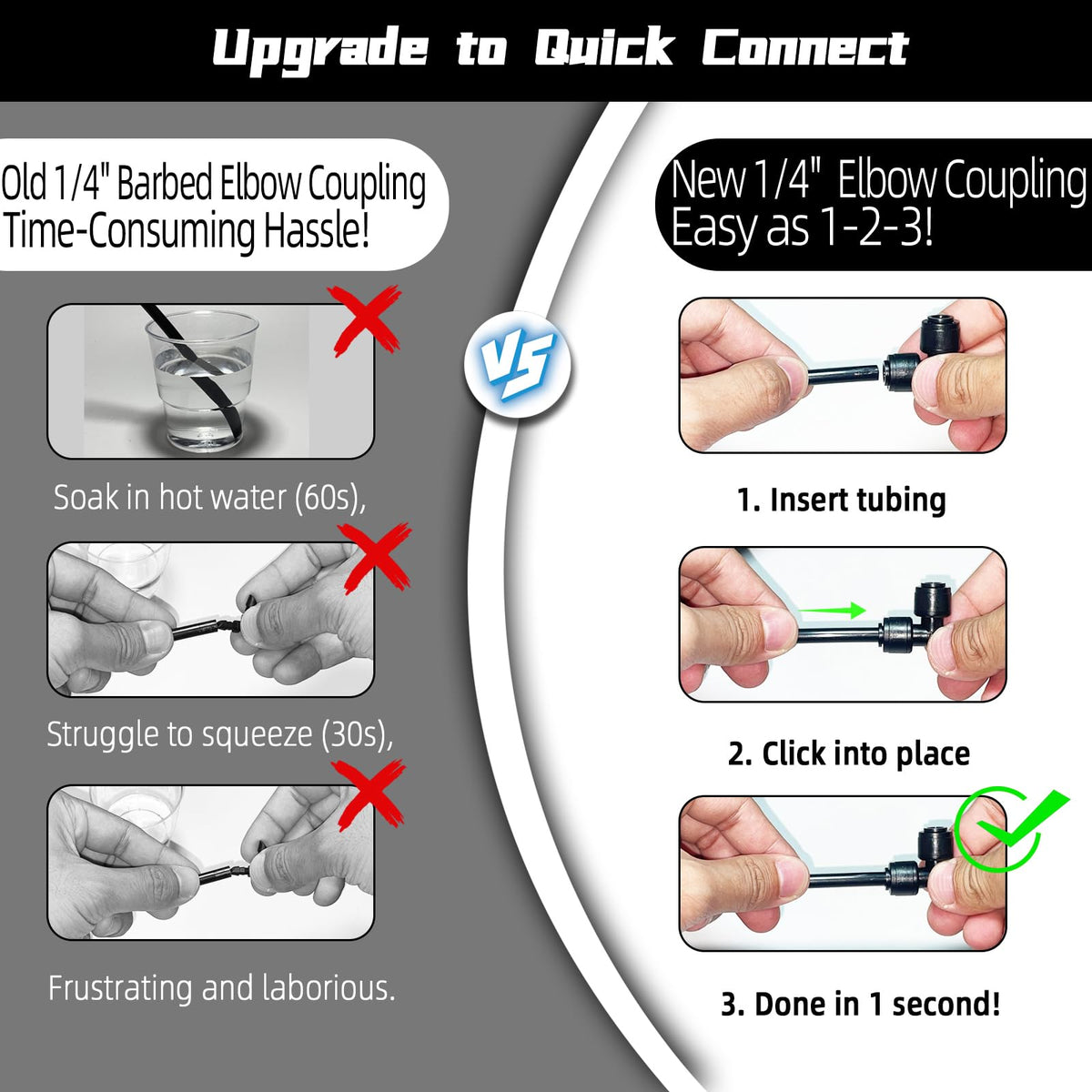 Spalolen 1-4-inch tubing insertion demonstrates push-to-fit ease and secure seal.