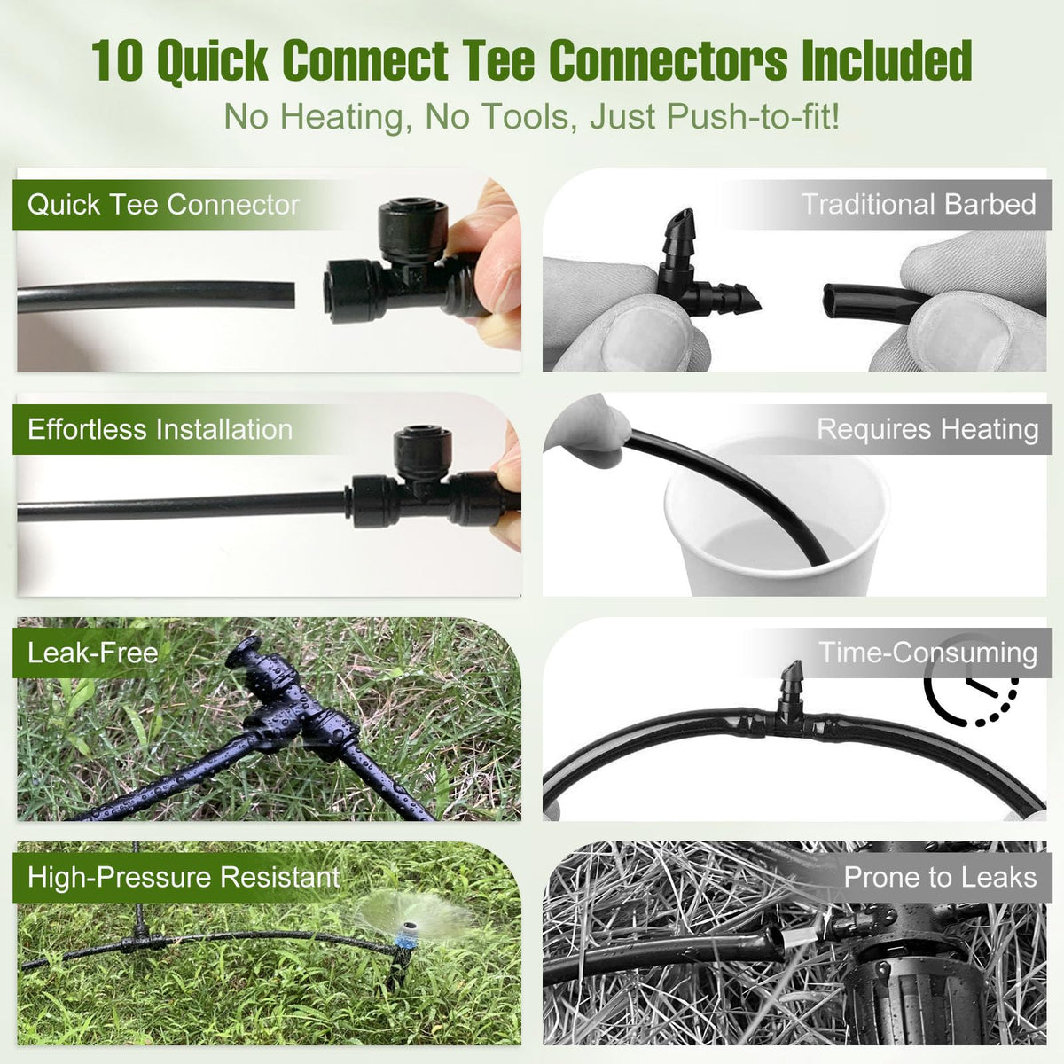 Spalolen distribution drip line hose ensures even water flow across beds.