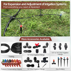 Spalolen outdoor irrigation setup under sun on garden beds