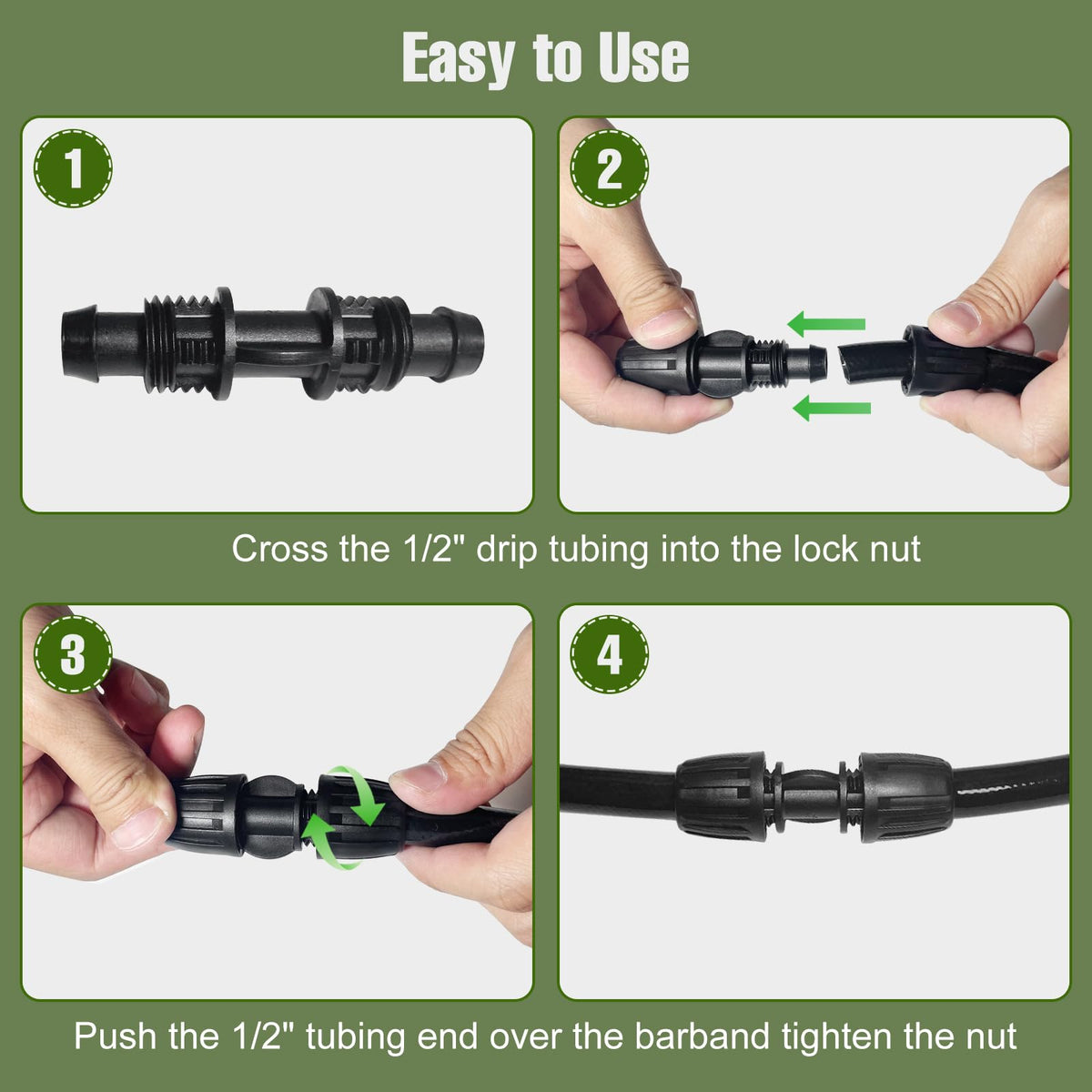 Spalolen tubing connector half inch ID OD compatible with common tubing