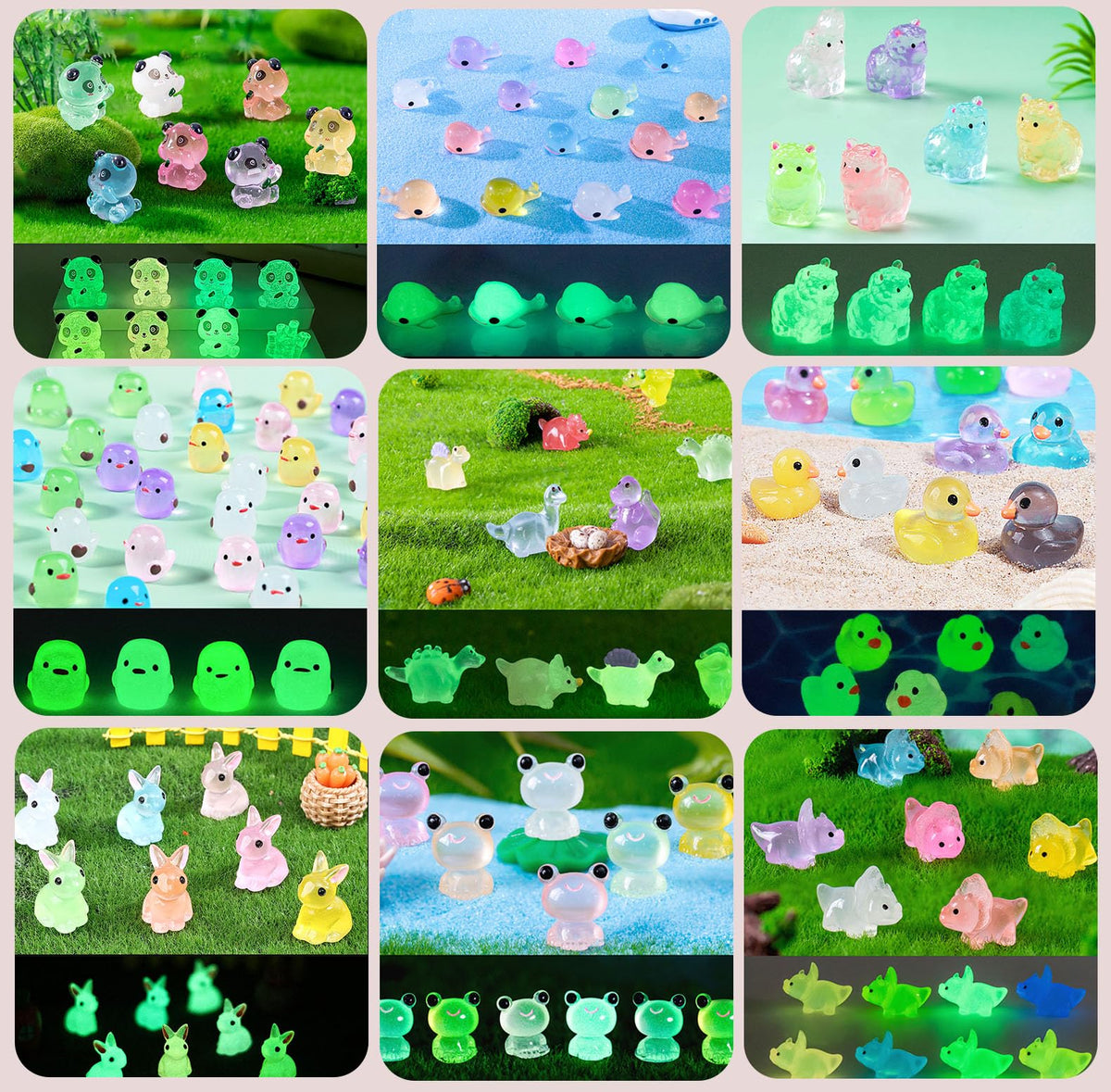 SparkleFab luminous mix of mini resin animals glows for DIY displays