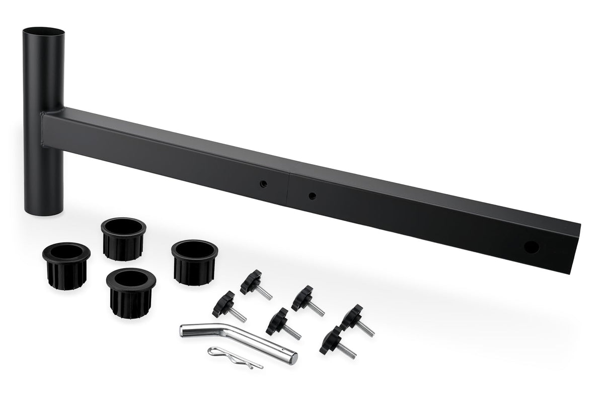 SPARKWHIZ hitch mount umbrella holder front view with portable shade for outdoor gatherings