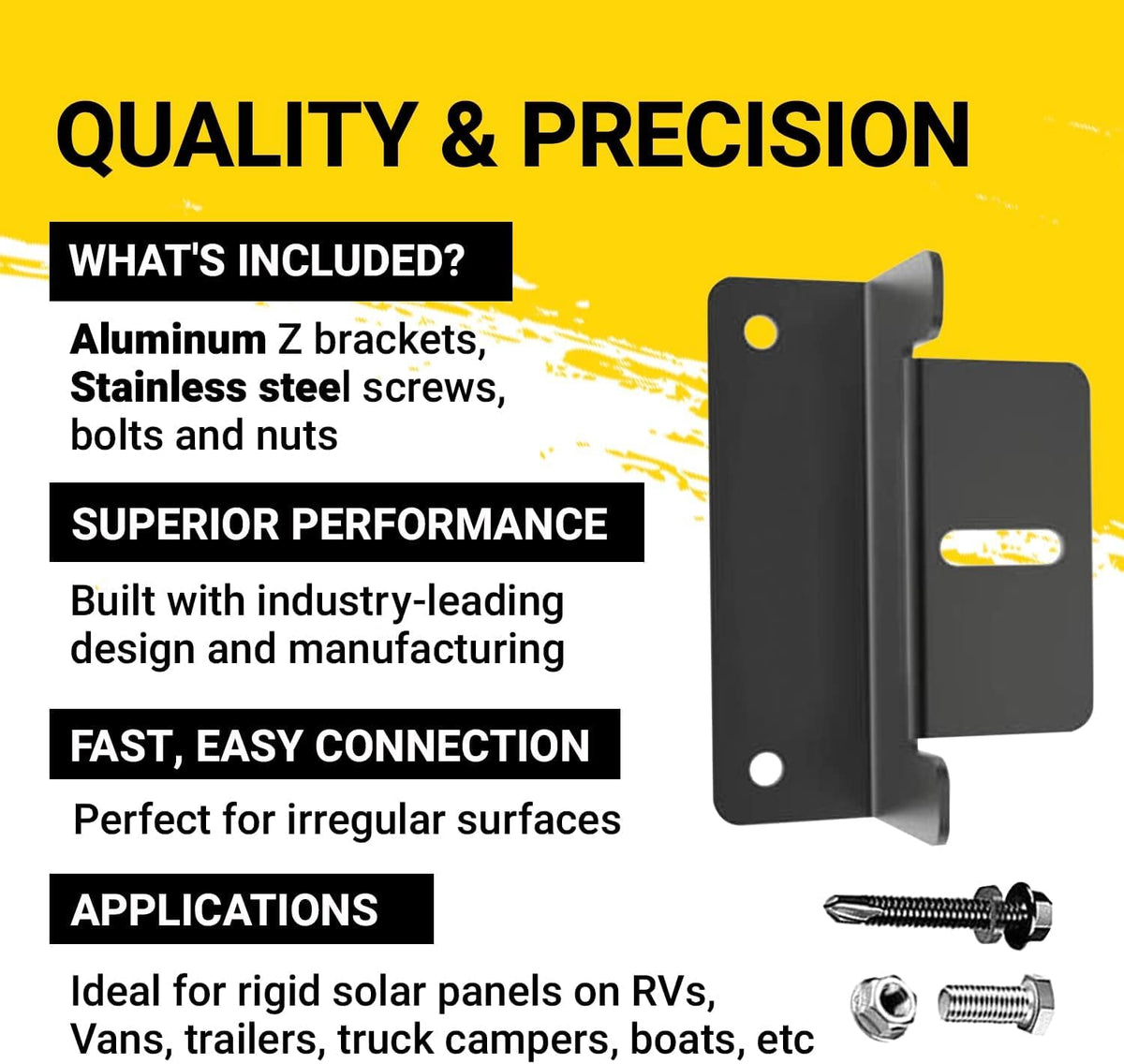 Spartan Power includes pre-assembled mounting kit with stainless steel screws and nuts.