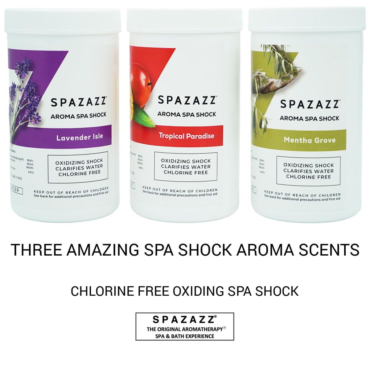 Spazazz Tropical Paradise scent enhances spa ambience.