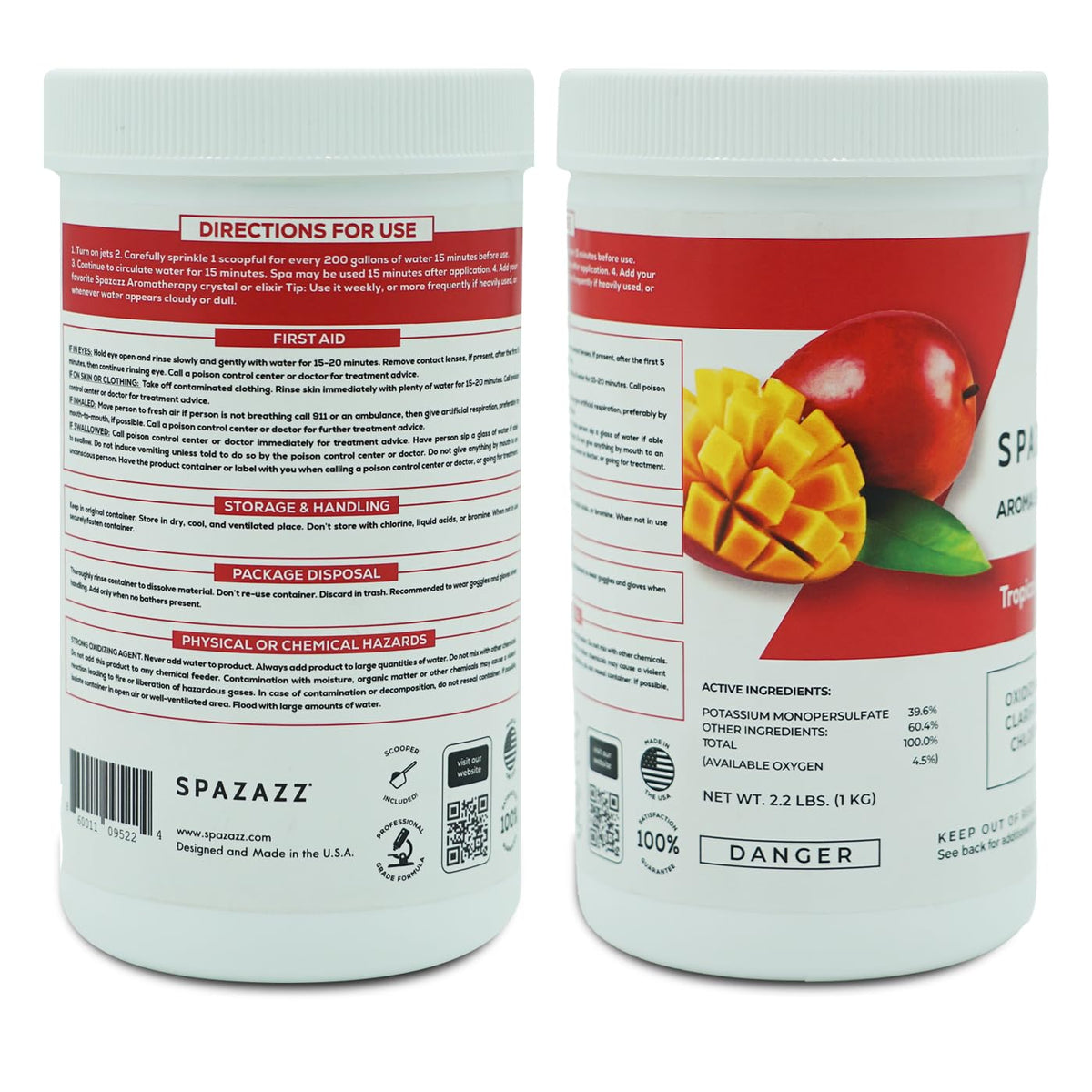 Spazazz Tropical Paradise label highlights a professional-grade formula.