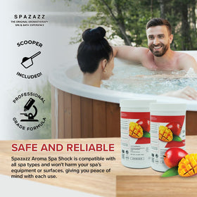 Spazazz Tropical Paradise spa shock pour action refreshes spa water.