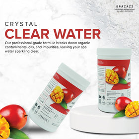 Spazazz water clarity visual suggests sparkling results after treatment.