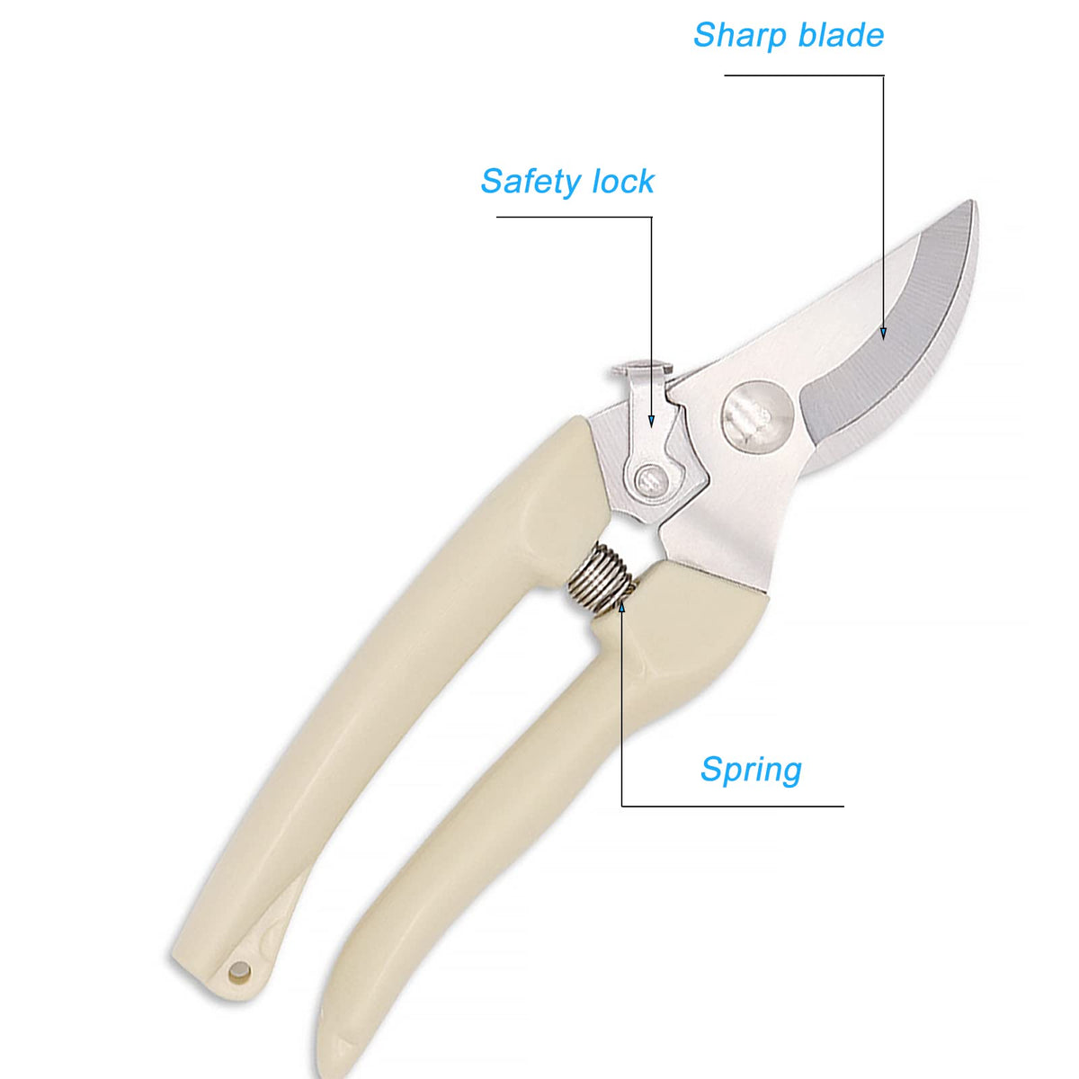 SPDTECH Curve Gardening Scissor safety-lock engaged for secure storage.