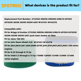 Spdtmhc air filter for JS63/60/70C engines improves airflow under load.