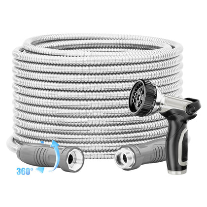 SPECILITE 304 stainless steel garden hose with 50ft reach for efficient watering.