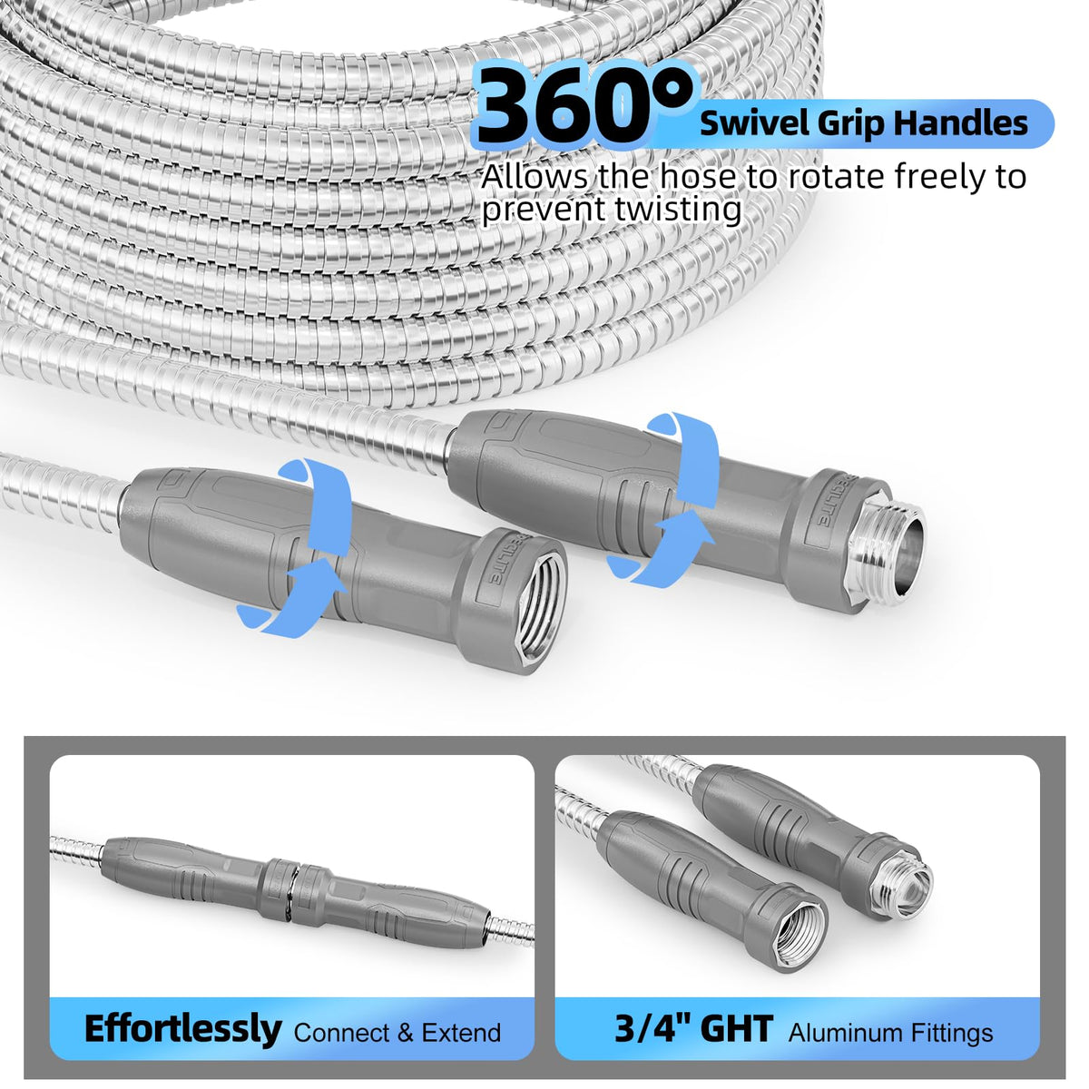 SPECILITE 360° swivel-handle hose enables easy maneuvering around plants.