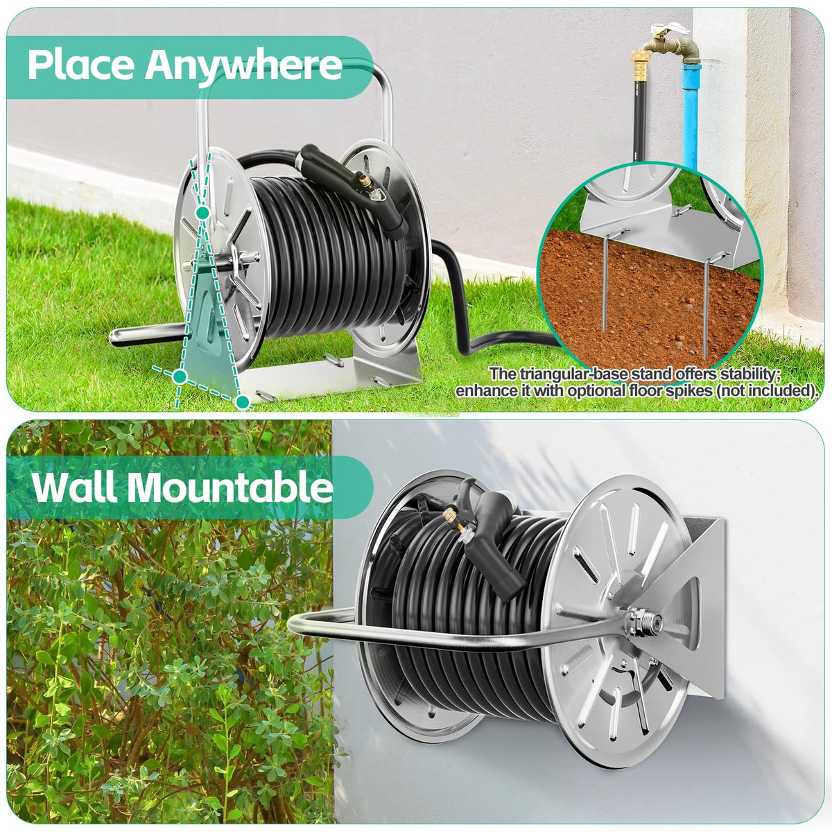 SPECILITE hose reel includes a 6ft leader hose to simplify setup.