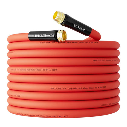 SPECILITE 75ft hose with brass fittings provides leak-proof outdoor watering.