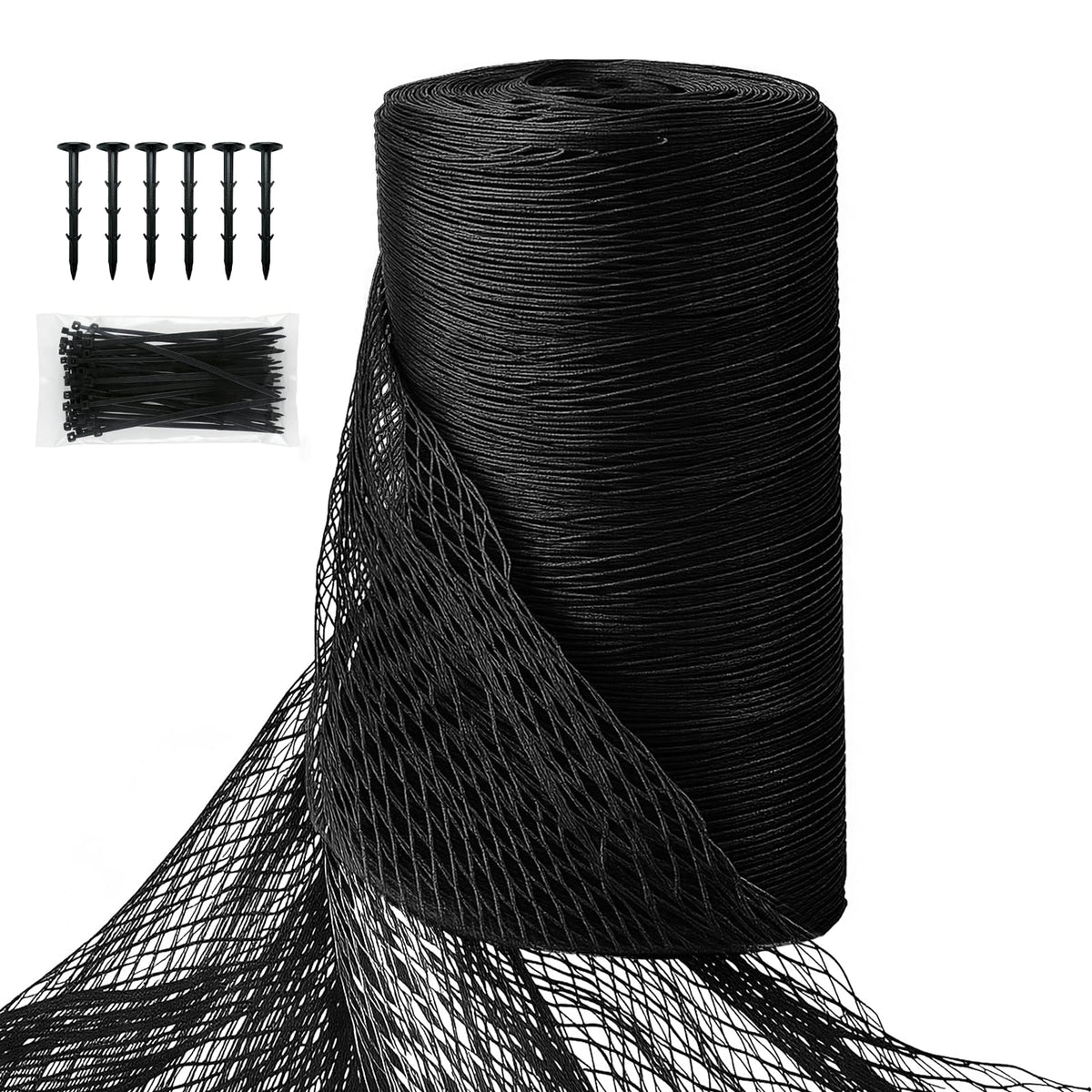 SPECILITE 50x50 ft bird netting over a garden bed protects crops from birds.