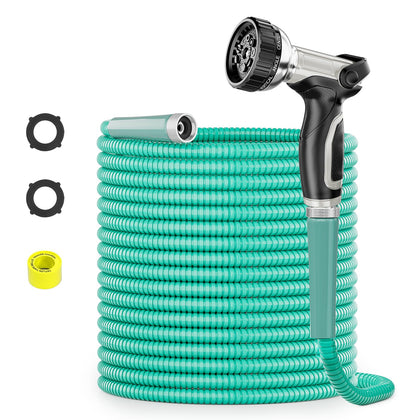 SPECILITE 50ft stainless steel hose with bright coating protects inner steel from sun and rain.