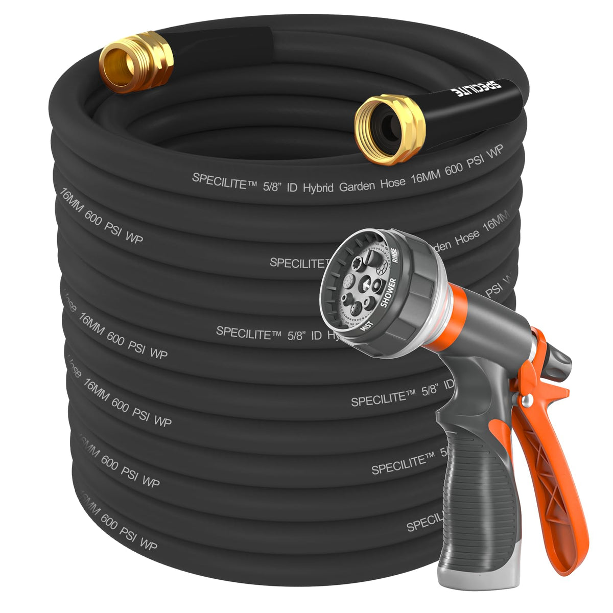 SPECILITE garden hose 200 ft coiled for easy outdoor watering