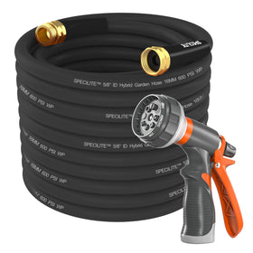 SPECILITE garden hose 50 ft in black, ideal for varied backyard tasks and watering.