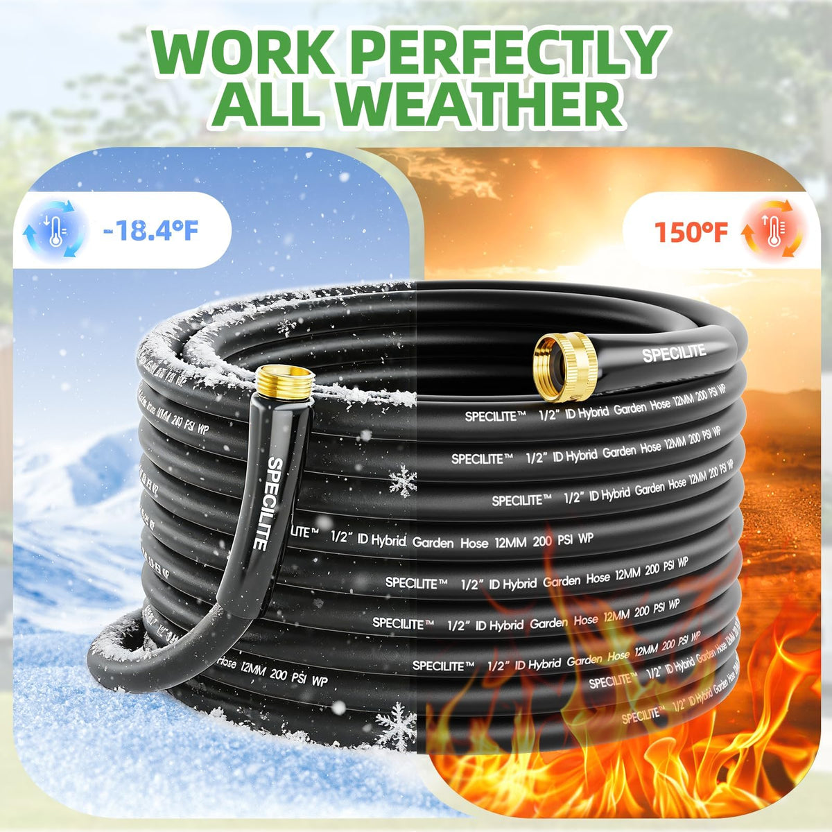 SPECILITE hose in garden setup delivers steady flow and easy cleanup