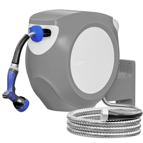 SPECILITE retractable hose reel 100ft front view for quick watering.