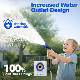 SPECILITE retractable hose reel 100ft side view showing compact storage in outdoor space.