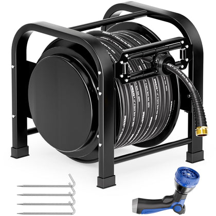 SPECILITE retractable hose reel front view showing durable metal construction for longevity