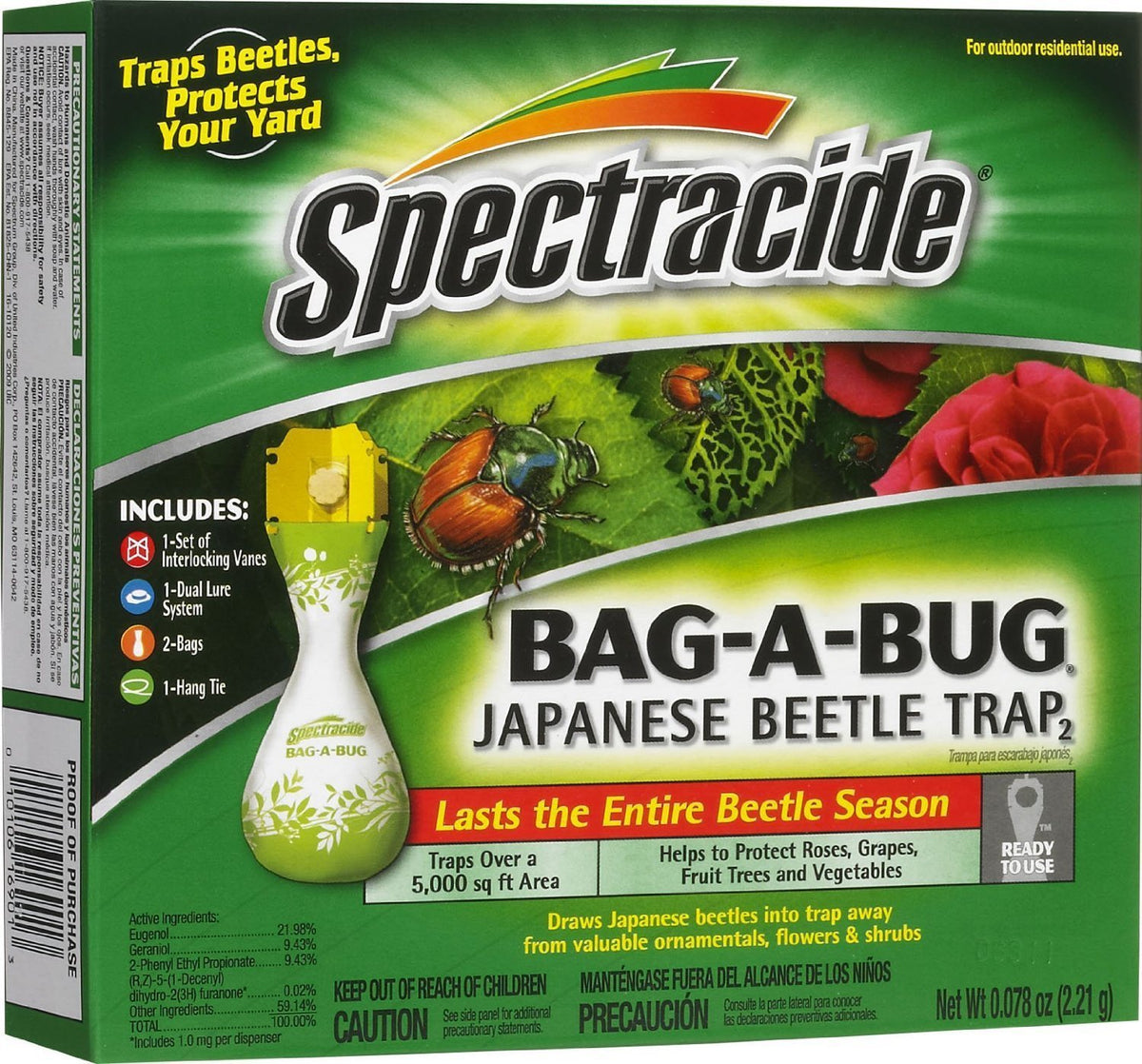 Spectracide Bag-A-Bug Japanese Beetle Trap ready for garden setup to protect plants.