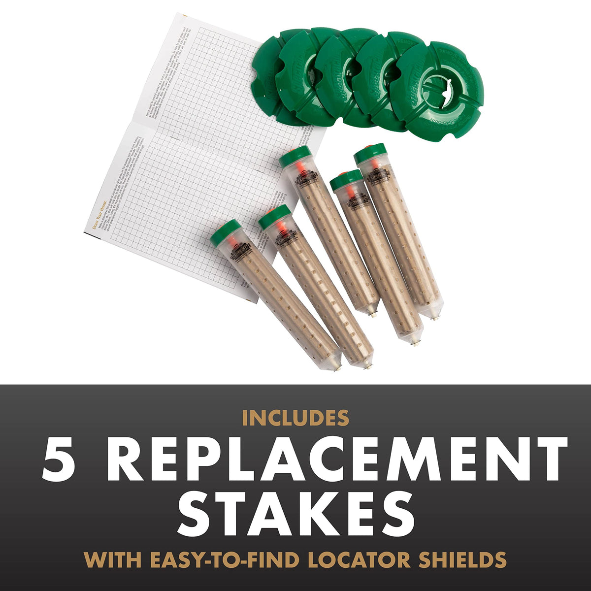 Spectracide Terminate locator shields keep replacement stakes organized.