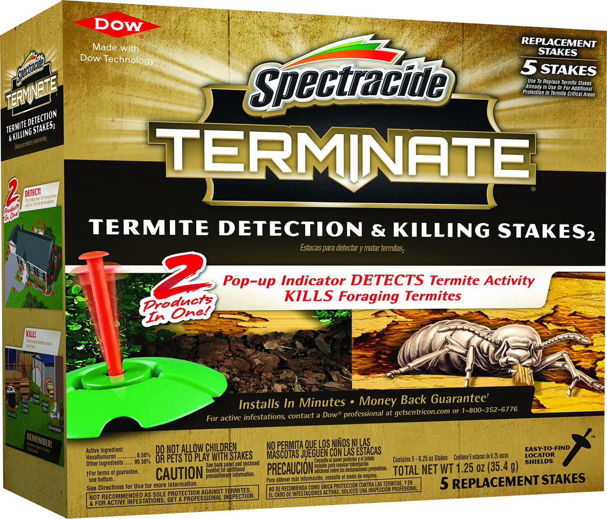 Spectracide Terminate stake with pop-up indicator shows termite activity clearly.