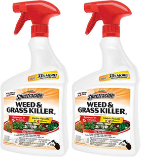 Spectracide weed killer bottle shown for ready-to-use outdoor control.