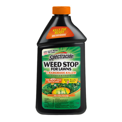 Spectracide Weed Stop for Lawns bottle with spray nozzle for fast lawn weed control